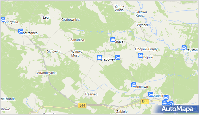 mapa Grabówek gmina Olszewo-Borki, Grabówek gmina Olszewo-Borki na mapie Targeo