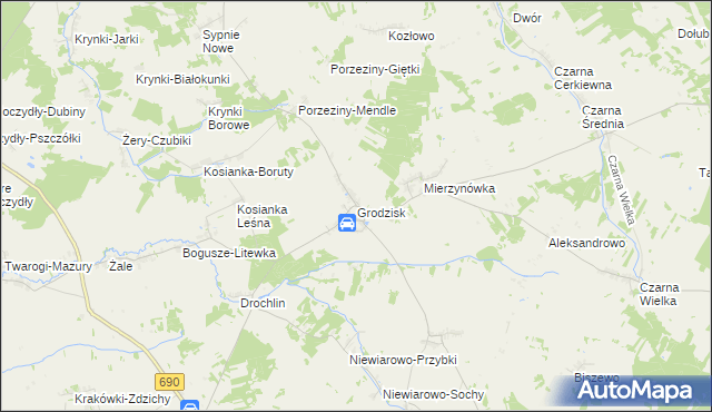 mapa Grodzisk powiat siemiatycki, Grodzisk powiat siemiatycki na mapie Targeo