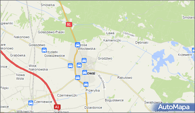 mapa Grodztwo gmina Kowal, Grodztwo gmina Kowal na mapie Targeo