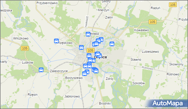 mapa Gryfice, Gryfice na mapie Targeo