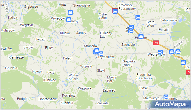 mapa Grzymałków, Grzymałków na mapie Targeo