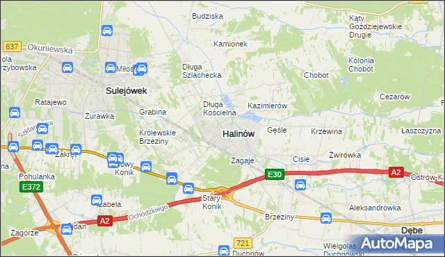 mapa Halinów powiat miński, Halinów powiat miński na mapie Targeo