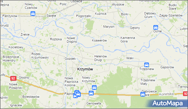 mapa Helenów Drugi gmina Krzymów, Helenów Drugi gmina Krzymów na mapie Targeo