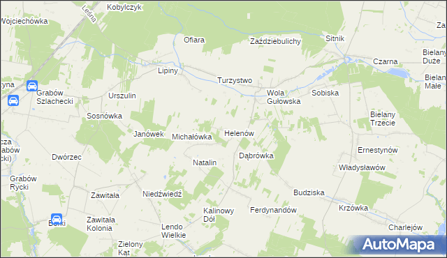 mapa Helenów gmina Adamów, Helenów gmina Adamów na mapie Targeo