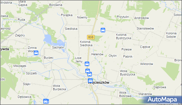 mapa Helenów gmina Wojcieszków, Helenów gmina Wojcieszków na mapie Targeo