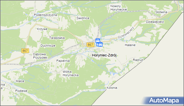 mapa Horyniec-Zdrój, Horyniec-Zdrój na mapie Targeo