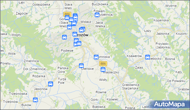 mapa Humniska, Humniska na mapie Targeo