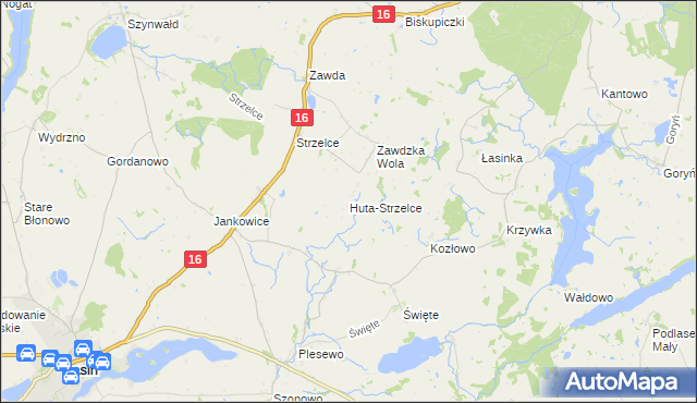 mapa Huta-Strzelce, Huta-Strzelce na mapie Targeo