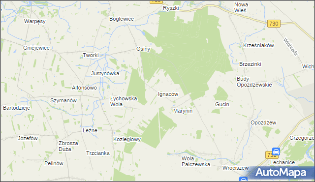 mapa Ignaców gmina Jasieniec, Ignaców gmina Jasieniec na mapie Targeo