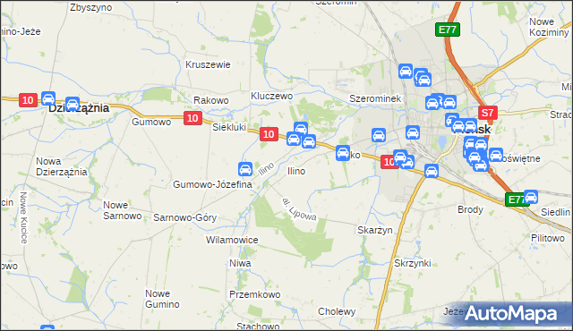 mapa Ilino, Ilino na mapie Targeo