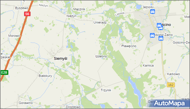 mapa Izdebno gmina Siemyśl, Izdebno gmina Siemyśl na mapie Targeo