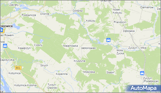 mapa Jabłonowiec gmina Trojanów, Jabłonowiec gmina Trojanów na mapie Targeo