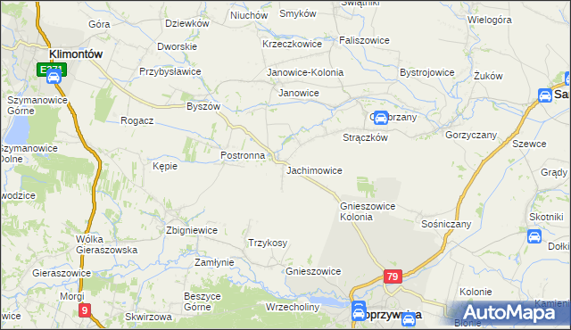 mapa Jachimowice, Jachimowice na mapie Targeo