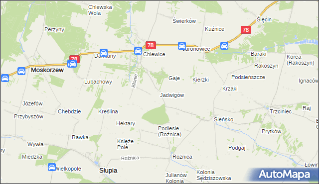 mapa Jadwigów gmina Moskorzew, Jadwigów gmina Moskorzew na mapie Targeo