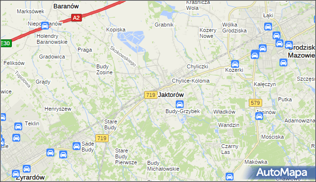 mapa Jaktorów, Jaktorów na mapie Targeo