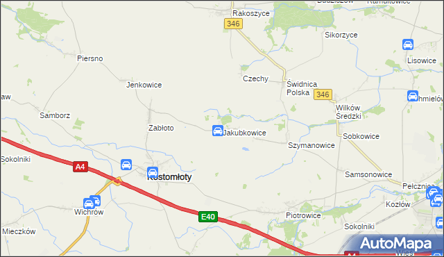 mapa Jakubkowice, Jakubkowice na mapie Targeo