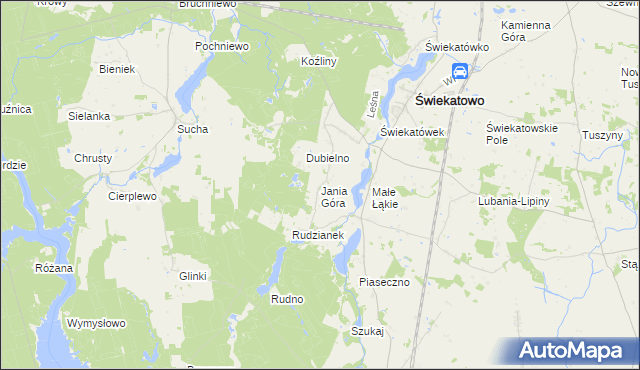 mapa Jania Góra gmina Świekatowo, Jania Góra gmina Świekatowo na mapie Targeo