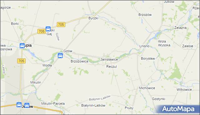 mapa Janisławice gmina Głuchów, Janisławice gmina Głuchów na mapie Targeo
