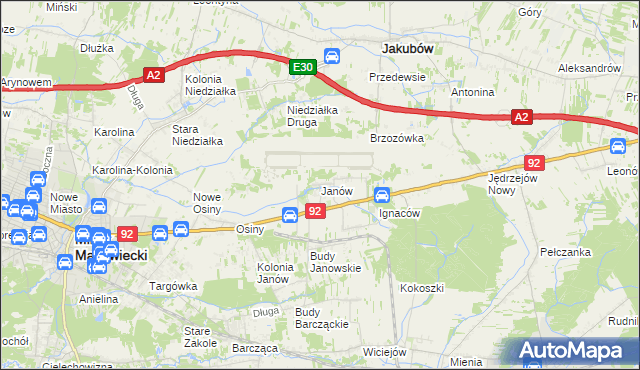mapa Janów gmina Mińsk Mazowiecki, Janów gmina Mińsk Mazowiecki na mapie Targeo