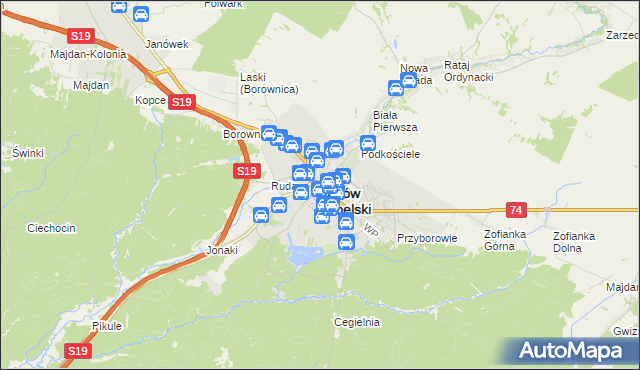 mapa Janów Lubelski, Janów Lubelski na mapie Targeo