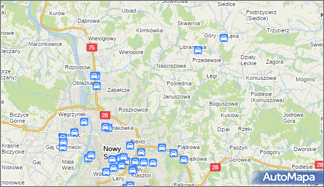 mapa Januszowa, Januszowa na mapie Targeo