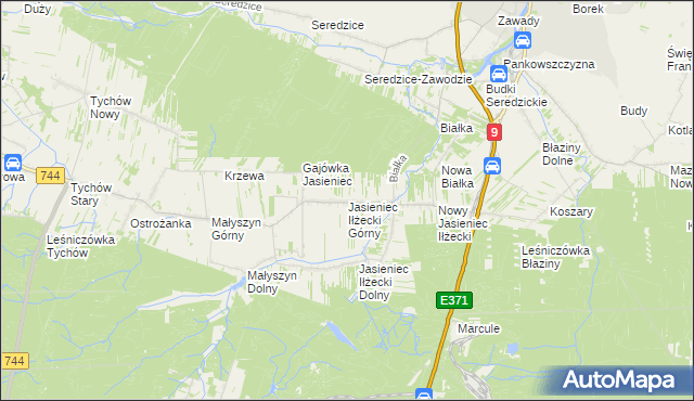 mapa Jasieniec Iłżecki Górny, Jasieniec Iłżecki Górny na mapie Targeo