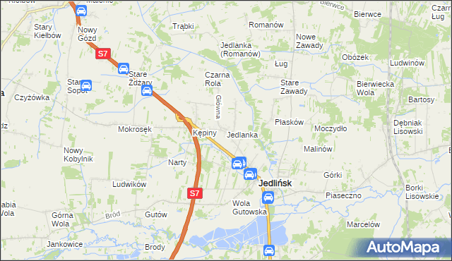 mapa Jedlanka gmina Jedlińsk, Jedlanka gmina Jedlińsk na mapie Targeo