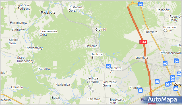 mapa Jedlicze B, Jedlicze B na mapie Targeo