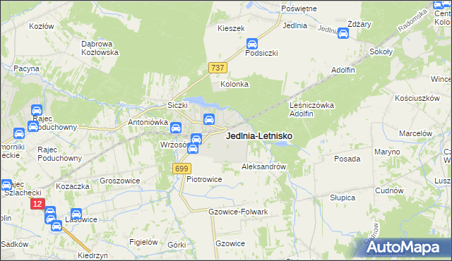 mapa Jedlnia-Letnisko, Jedlnia-Letnisko na mapie Targeo