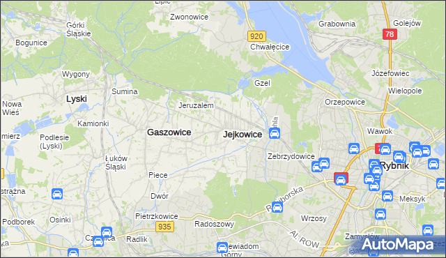 mapa Jejkowice, Jejkowice na mapie Targeo