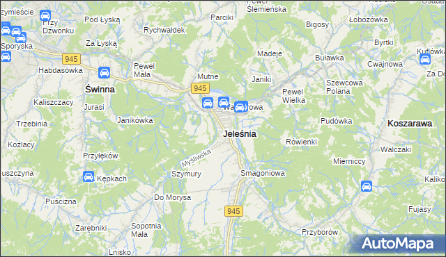 mapa Jeleśnia, Jeleśnia na mapie Targeo