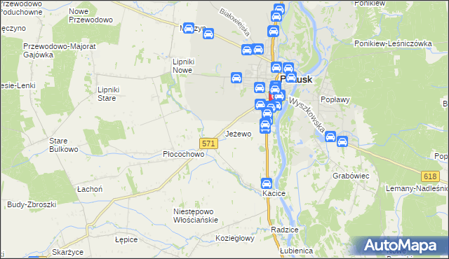 mapa Jeżewo gmina Pułtusk, Jeżewo gmina Pułtusk na mapie Targeo