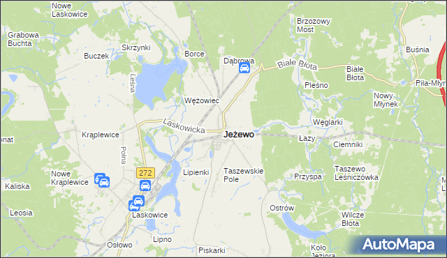 mapa Jeżewo powiat świecki, Jeżewo powiat świecki na mapie Targeo