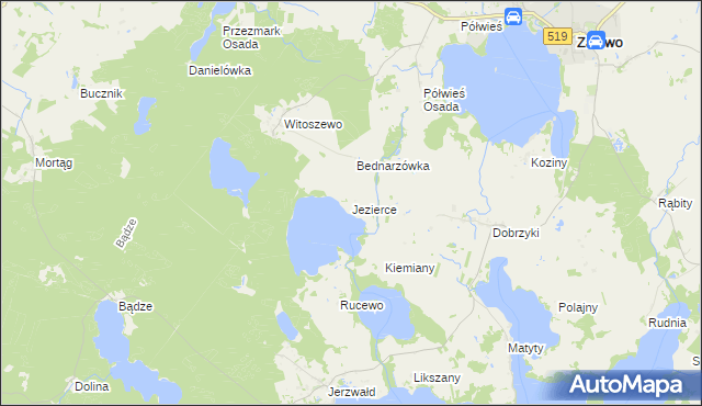 mapa Jezierce gmina Zalewo, Jezierce gmina Zalewo na mapie Targeo