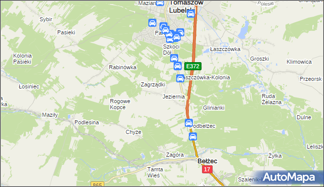 mapa Jeziernia, Jeziernia na mapie Targeo