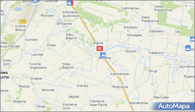 mapa Jeżówka gmina Sochaczew, Jeżówka gmina Sochaczew na mapie Targeo