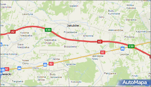 mapa Józefin gmina Jakubów, Józefin gmina Jakubów na mapie Targeo