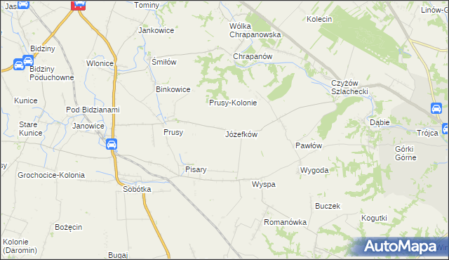 mapa Józefków gmina Zawichost, Józefków gmina Zawichost na mapie Targeo