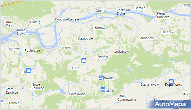 mapa Józefów gmina Dąbrówka, Józefów gmina Dąbrówka na mapie Targeo