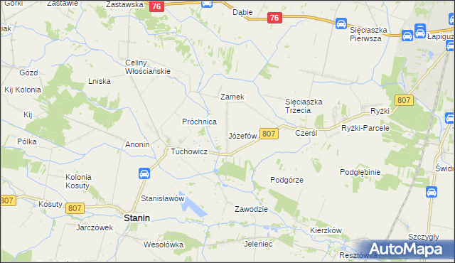 mapa Józefów gmina Stanin, Józefów gmina Stanin na mapie Targeo