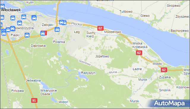 mapa Józefowo gmina Włocławek, Józefowo gmina Włocławek na mapie Targeo