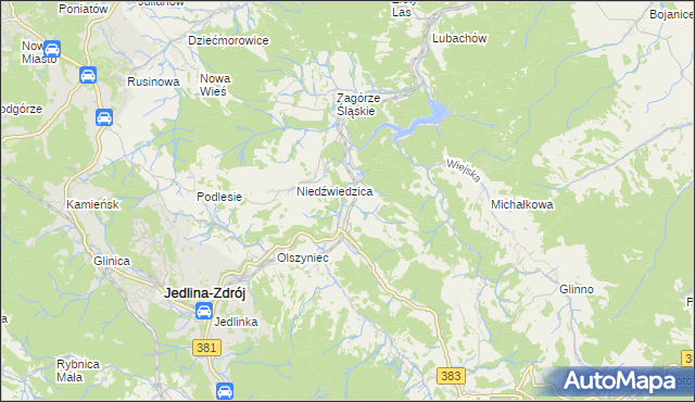 mapa Jugowice gmina Walim, Jugowice gmina Walim na mapie Targeo