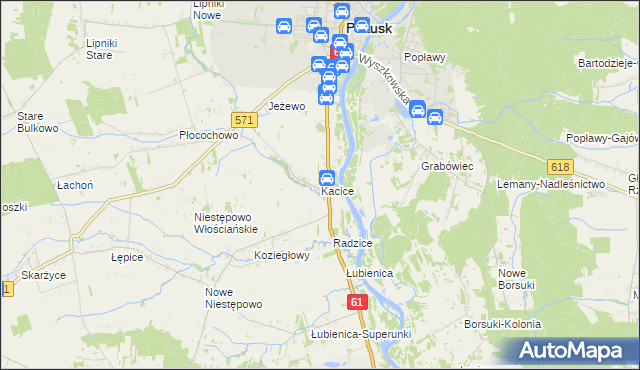 mapa Kacice gmina Pułtusk, Kacice gmina Pułtusk na mapie Targeo