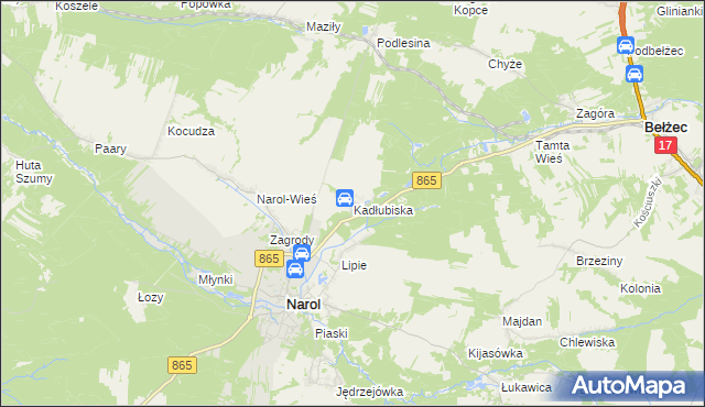 mapa Kadłubiska gmina Narol, Kadłubiska gmina Narol na mapie Targeo