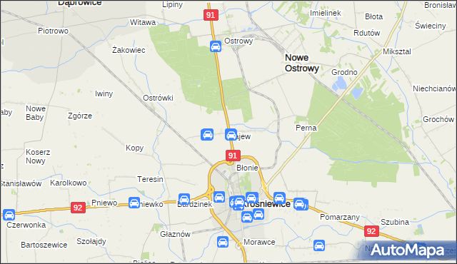 mapa Kajew gmina Krośniewice, Kajew gmina Krośniewice na mapie Targeo