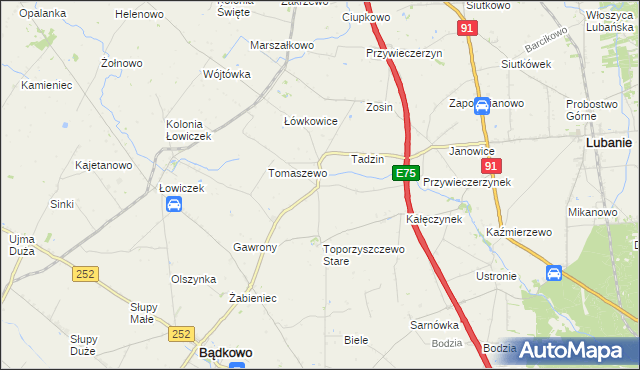 mapa Kalinowiec gmina Bądkowo, Kalinowiec gmina Bądkowo na mapie Targeo