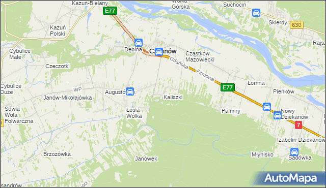 mapa Kaliszki gmina Czosnów, Kaliszki gmina Czosnów na mapie Targeo