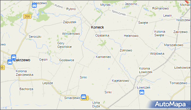 mapa Kamieniec gmina Koneck, Kamieniec gmina Koneck na mapie Targeo