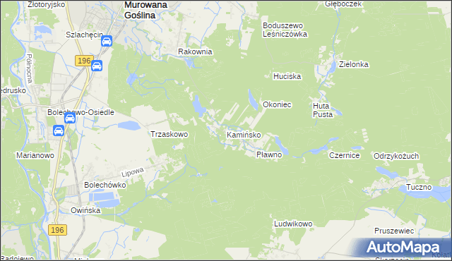 mapa Kamińsko gmina Murowana Goślina, Kamińsko gmina Murowana Goślina na mapie Targeo