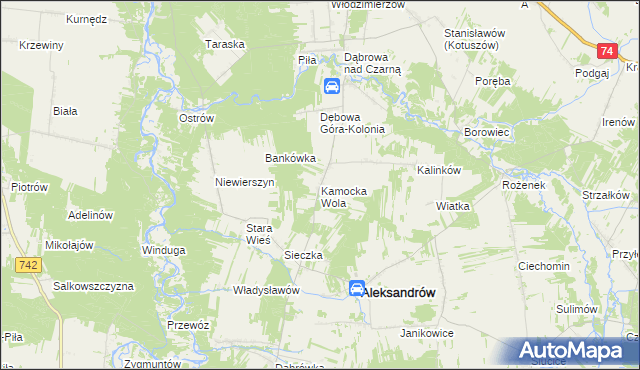 mapa Kamocka Wola, Kamocka Wola na mapie Targeo
